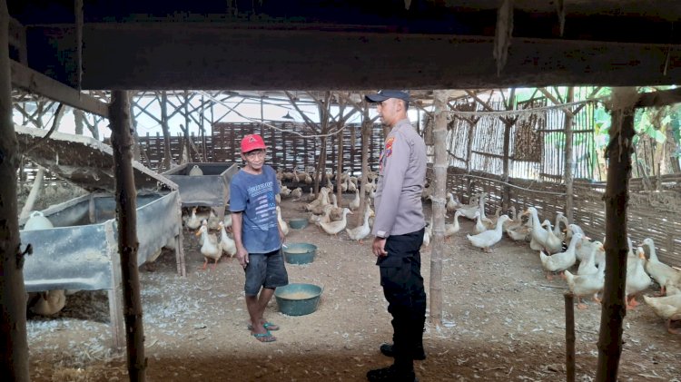 Dukung Ketahanan Pangan Nasional, Polisi Patroli Dialogis ke Peternak Bebek Wonoayu